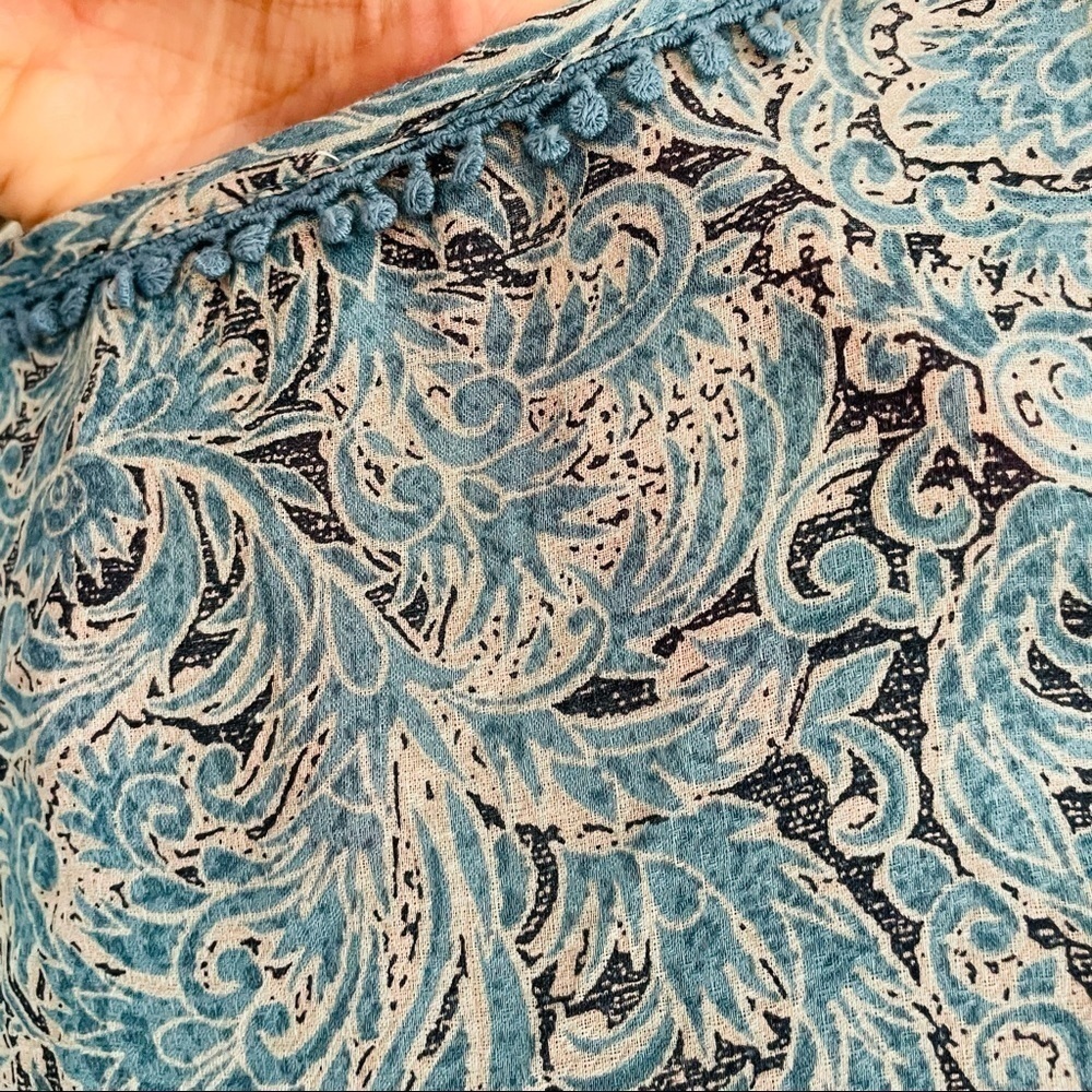 Haute Hippie Tribe Blue Tassel  Long Sleeve Peasant Blouse - Picture 11 of 14